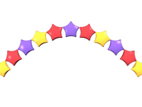 Цепочка разноцветных фольгированных звёзд с гелием