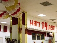 Гирлянды и панно из воздушных шаров в день рождения фирмы